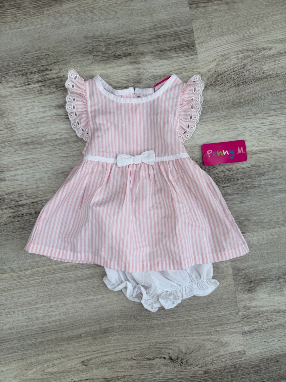 Pink Striped Baby Dress with Bloomer
